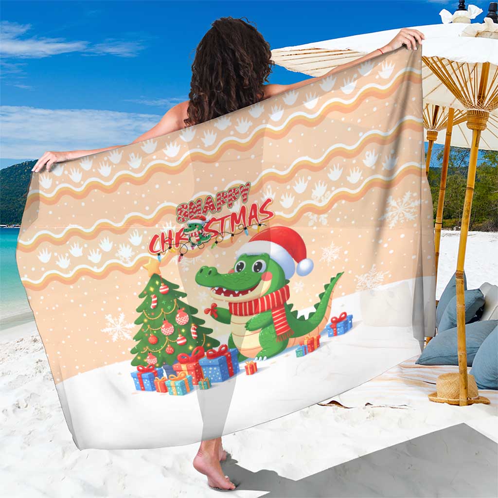 Crocodile Snappy Christmas Sarong Cute Alligator Holiday Tree Cartoon Design - Wonder Print Shop