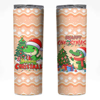 Crocodile Snappy Christmas Skinny Tumbler Cute Alligator Holiday Tree Cartoon Design - Wonder Print Shop