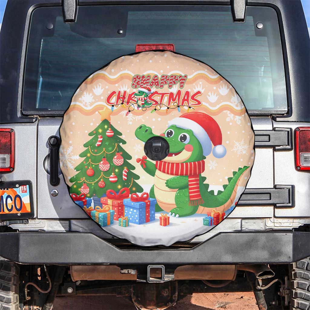 Crocodile Snappy Christmas Spare Tire Cover Cute Alligator Holiday Tree Cartoon Design - Wonder Print Shop