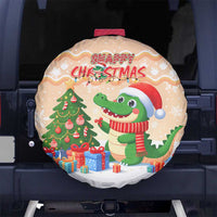 Crocodile Snappy Christmas Spare Tire Cover Cute Alligator Holiday Tree Cartoon Design - Wonder Print Shop