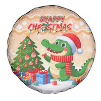 Crocodile Snappy Christmas Spare Tire Cover Cute Alligator Holiday Tree Cartoon Design - Wonder Print Shop
