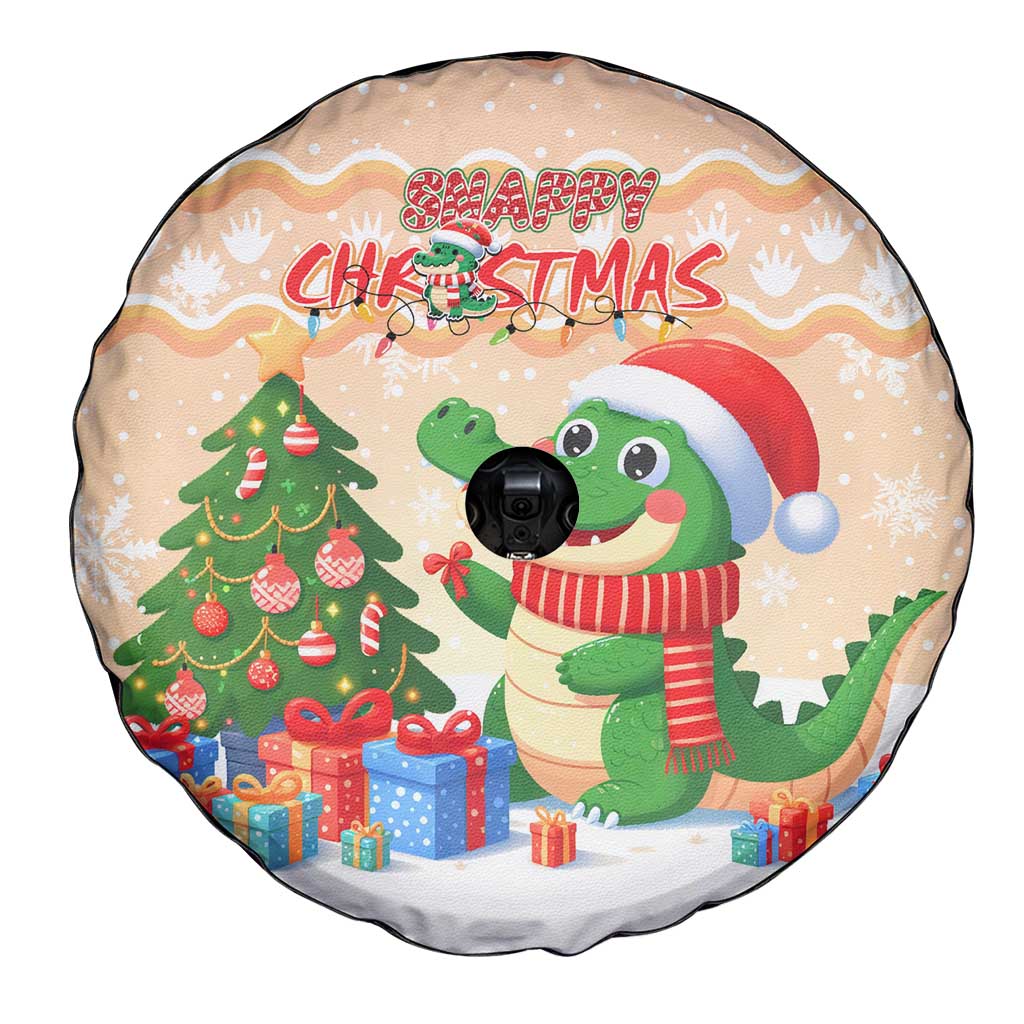 Crocodile Snappy Christmas Spare Tire Cover Cute Alligator Holiday Tree Cartoon Design - Wonder Print Shop