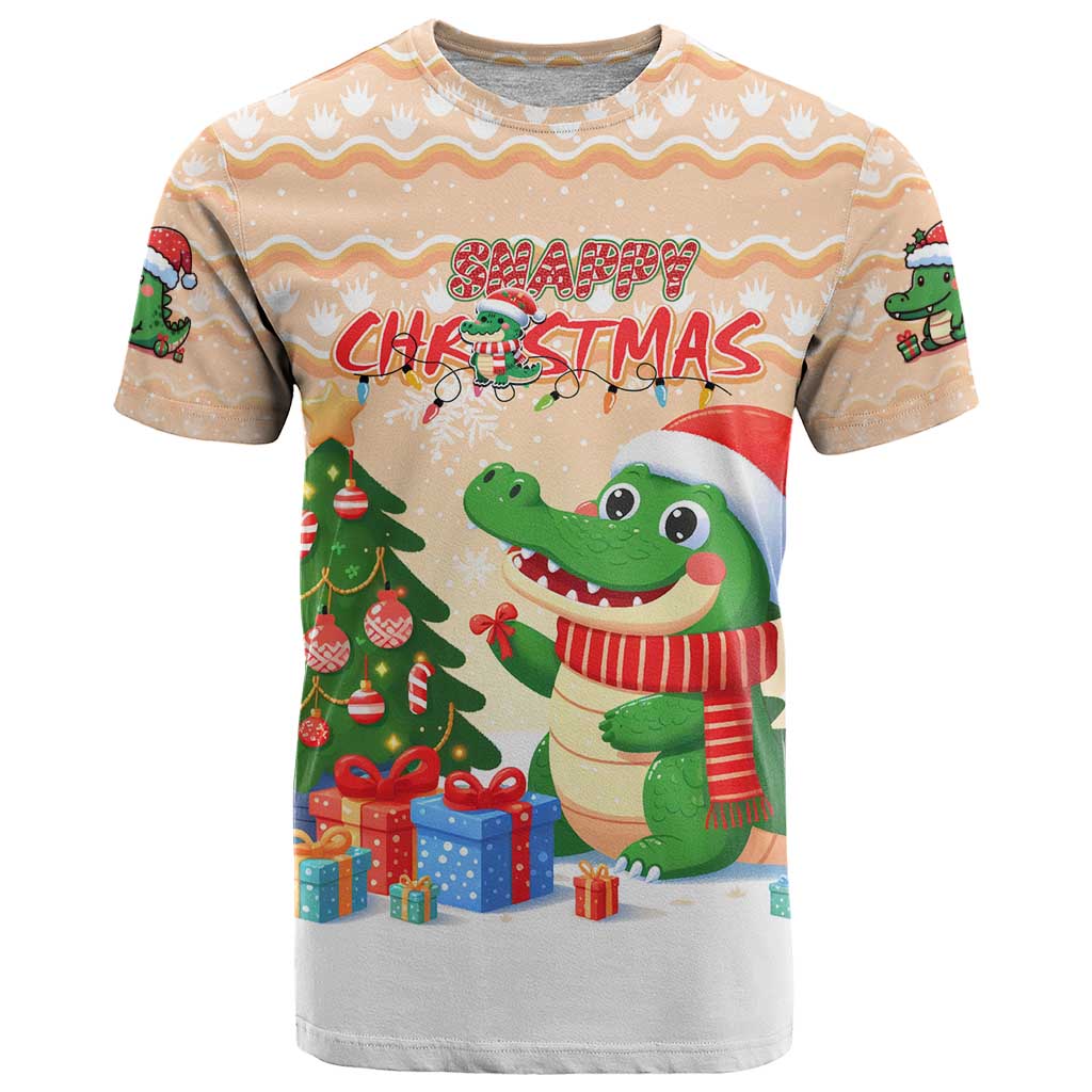 Crocodile Snappy Christmas T Shirt Cute Alligator Holiday Tree Cartoon Design - Wonder Print Shop