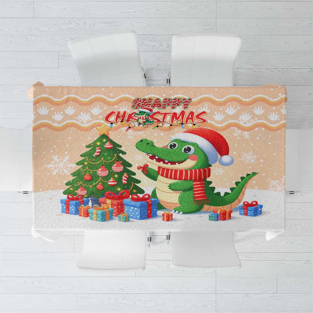 Crocodile Snappy Christmas Tablecloth Cute Alligator Holiday Tree Cartoon Design - Wonder Print Shop