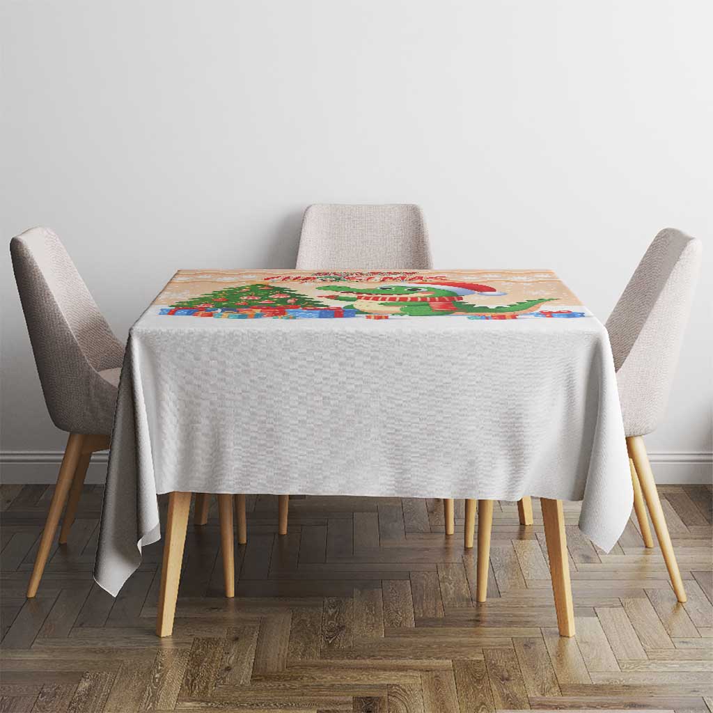 Crocodile Snappy Christmas Tablecloth Cute Alligator Holiday Tree Cartoon Design - Wonder Print Shop