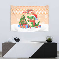 Crocodile Snappy Christmas Tapestry Cute Alligator Holiday Tree Cartoon Design - Wonder Print Shop