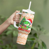 Crocodile Snappy Christmas Tumbler With Handle Cute Alligator Holiday Tree Cartoon Design - Wonder Print Shop