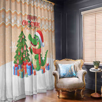 Crocodile Snappy Christmas Window Curtain Cute Alligator Holiday Tree Cartoon Design - Wonder Print Shop