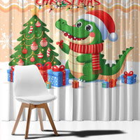 Crocodile Snappy Christmas Window Curtain Cute Alligator Holiday Tree Cartoon Design - Wonder Print Shop