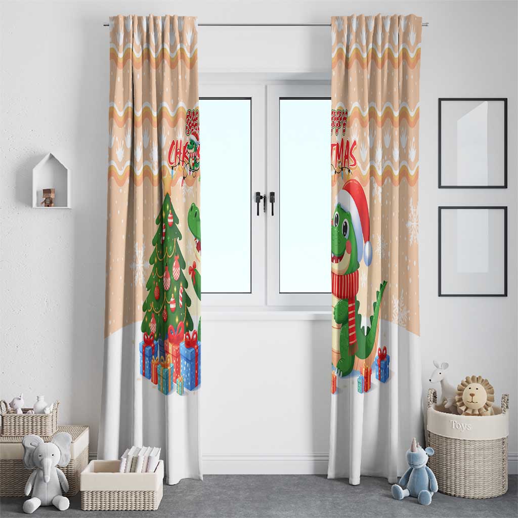 Crocodile Snappy Christmas Window Curtain Cute Alligator Holiday Tree Cartoon Design - Wonder Print Shop