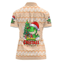 Crocodile Snappy Christmas Women Polo Shirt Cute Alligator Holiday Tree Cartoon Design - Wonder Print Shop