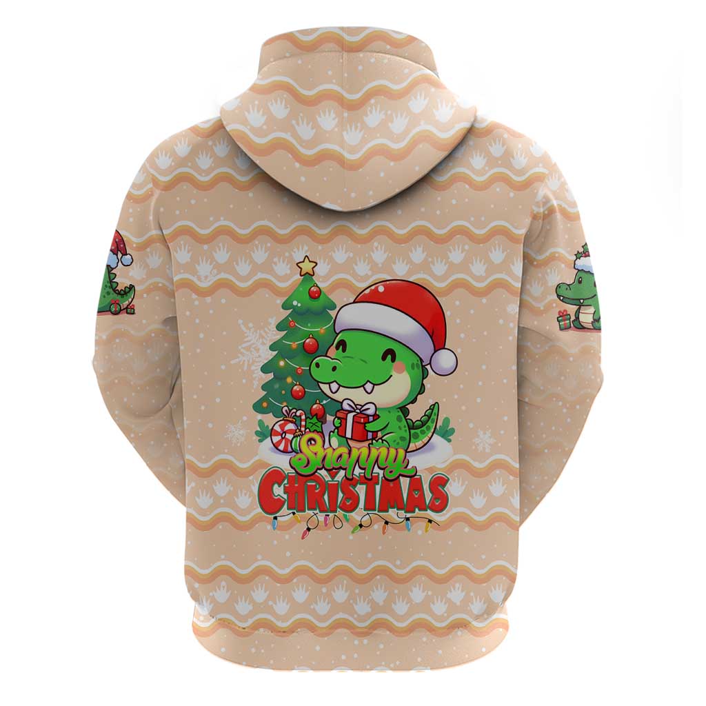 Crocodile Snappy Christmas Zip Hoodie Cute Alligator Holiday Tree Cartoon Design - Wonder Print Shop