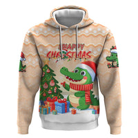 Crocodile Snappy Christmas Zip Hoodie Cute Alligator Holiday Tree Cartoon Design - Wonder Print Shop