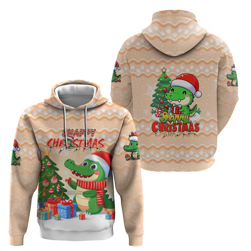 Crocodile Snappy Christmas Zip Hoodie Cute Alligator Holiday Tree Cartoon Design - Wonder Print Shop