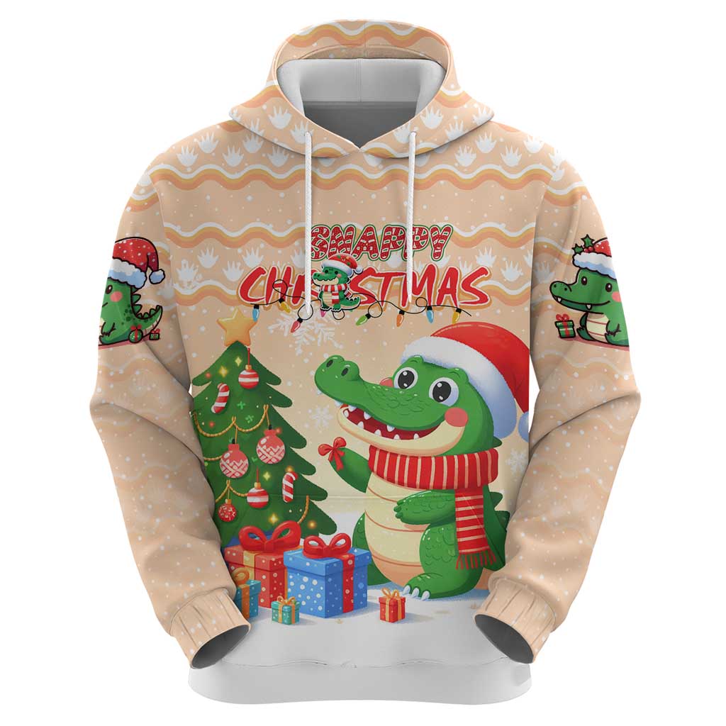 Crocodile Snappy Christmas Zip Hoodie Cute Alligator Holiday Tree Cartoon Design - Wonder Print Shop