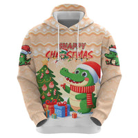 Crocodile Snappy Christmas Zip Hoodie Cute Alligator Holiday Tree Cartoon Design - Wonder Print Shop