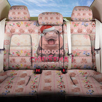 Moodeng Christmas Back Car Seat Cover Cute Hippo Holiday with Pastel Floral Festive Vibes - Wonder Print Shop