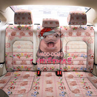Moodeng Christmas Back Car Seat Cover Cute Hippo Holiday with Pastel Floral Festive Vibes - Wonder Print Shop