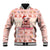 Moodeng Christmas Baseball Jacket Cute Hippo Holiday with Pastel Floral Festive Vibes - Wonder Print Shop