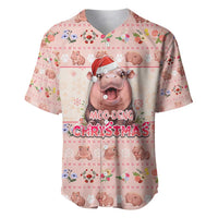 Moodeng Christmas Baseball Jersey Cute Hippo Holiday with Pastel Floral Festive Vibes - Wonder Print Shop