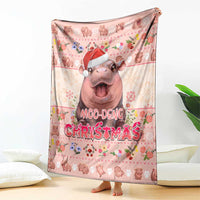 Moodeng Christmas Blanket Cute Hippo Holiday with Pastel Floral Festive Vibes - Wonder Print Shop