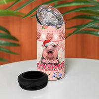 Moodeng Christmas 4 in 1 Can Cooler Tumbler Cute Hippo Holiday with Pastel Floral Festive Vibes - Wonder Print Shop