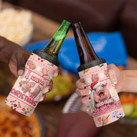 Moodeng Christmas 4 in 1 Can Cooler Tumbler Cute Hippo Holiday with Pastel Floral Festive Vibes - Wonder Print Shop