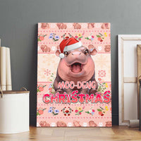 Moodeng Christmas Canvas Wall Art Cute Hippo Holiday with Pastel Floral Festive Vibes - Wonder Print Shop