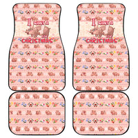 Moodeng Christmas Car Mats Cute Hippo Holiday with Pastel Floral Festive Vibes - Wonder Print Shop