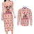 Moodeng Christmas Couples Matching Long Sleeve Bodycon Dress and Long Sleeve Button Shirt Cute Hippo Holiday with Pastel Floral Festive Vibes - Wonder Print Shop