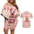 Moodeng Christmas Couples Matching Off Shoulder Short Dress and Hawaiian Shirt Cute Hippo Holiday with Pastel Floral Festive Vibes - Wonder Print Shop