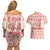 Moodeng Christmas Couples Matching Off Shoulder Short Dress and Hawaiian Shirt Cute Hippo Holiday with Pastel Floral Festive Vibes - Wonder Print Shop
