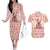 Moodeng Christmas Couples Matching Off The Shoulder Long Sleeve Dress and Hawaiian Shirt Cute Hippo Holiday with Pastel Floral Festive Vibes - Wonder Print Shop