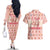 Moodeng Christmas Couples Matching Off The Shoulder Long Sleeve Dress and Hawaiian Shirt Cute Hippo Holiday with Pastel Floral Festive Vibes - Wonder Print Shop