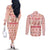 Moodeng Christmas Couples Matching Off The Shoulder Long Sleeve Dress and Long Sleeve Button Shirt Cute Hippo Holiday with Pastel Floral Festive Vibes - Wonder Print Shop