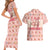 Moodeng Christmas Couples Matching Short Sleeve Bodycon Dress and Hawaiian Shirt Cute Hippo Holiday with Pastel Floral Festive Vibes - Wonder Print Shop