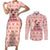 Moodeng Christmas Couples Matching Short Sleeve Bodycon Dress and Long Sleeve Button Shirt Cute Hippo Holiday with Pastel Floral Festive Vibes - Wonder Print Shop