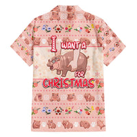 Moodeng Christmas Family Matching Long Sleeve Bodycon Dress and Hawaiian Shirt Cute Hippo Holiday with Pastel Floral Festive Vibes - Wonder Print Shop
