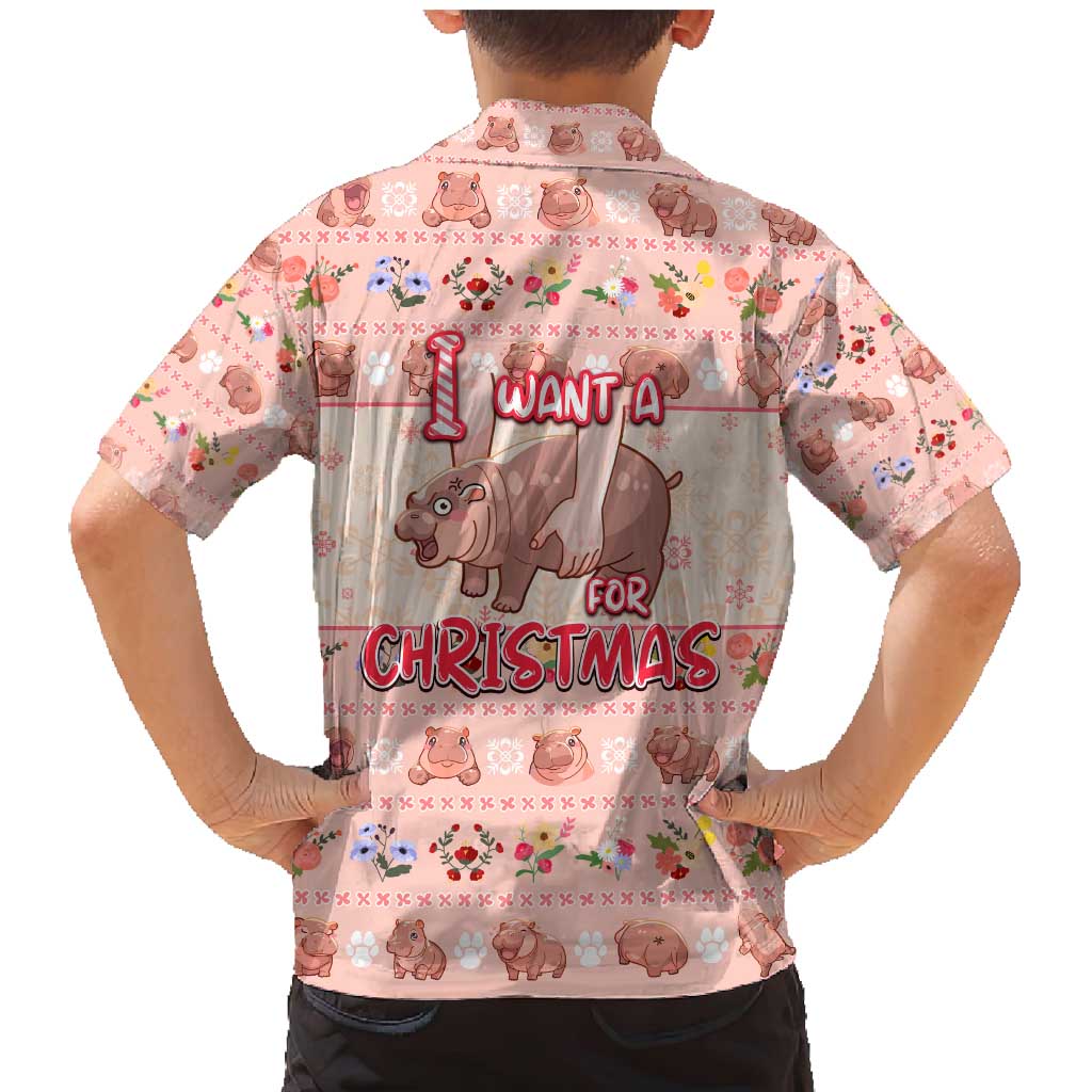 Moodeng Christmas Family Matching Mermaid Dress and Hawaiian Shirt Cute Hippo Holiday with Pastel Floral Festive Vibes - Wonder Print Shop