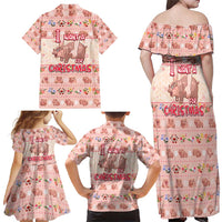 Moodeng Christmas Family Matching Off Shoulder Maxi Dress and Hawaiian Shirt Cute Hippo Holiday with Pastel Floral Festive Vibes - Wonder Print Shop