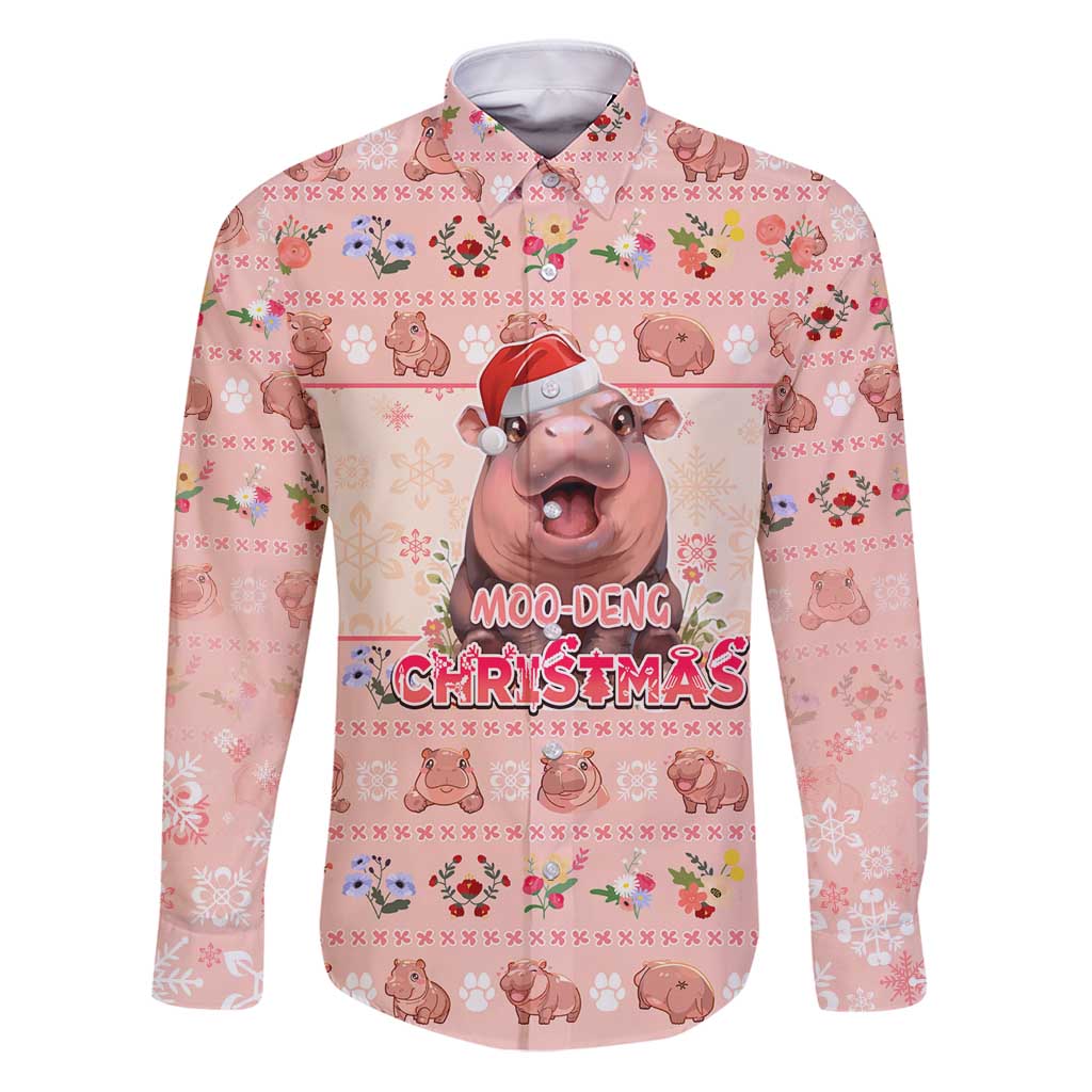 Moodeng Christmas Family Matching Puletasi and Hawaiian Shirt Cute Hippo Holiday with Pastel Floral Festive Vibes - Wonder Print Shop