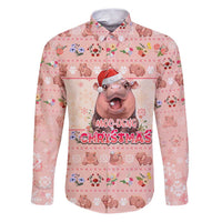 Moodeng Christmas Family Matching Puletasi and Hawaiian Shirt Cute Hippo Holiday with Pastel Floral Festive Vibes - Wonder Print Shop