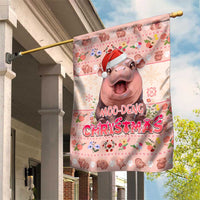 Moodeng Christmas Garden Flag Cute Hippo Holiday with Pastel Floral Festive Vibes - Wonder Print Shop
