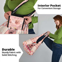 Moodeng Christmas Grocery Bag Cute Hippo Holiday with Pastel Floral Festive Vibes - Wonder Print Shop