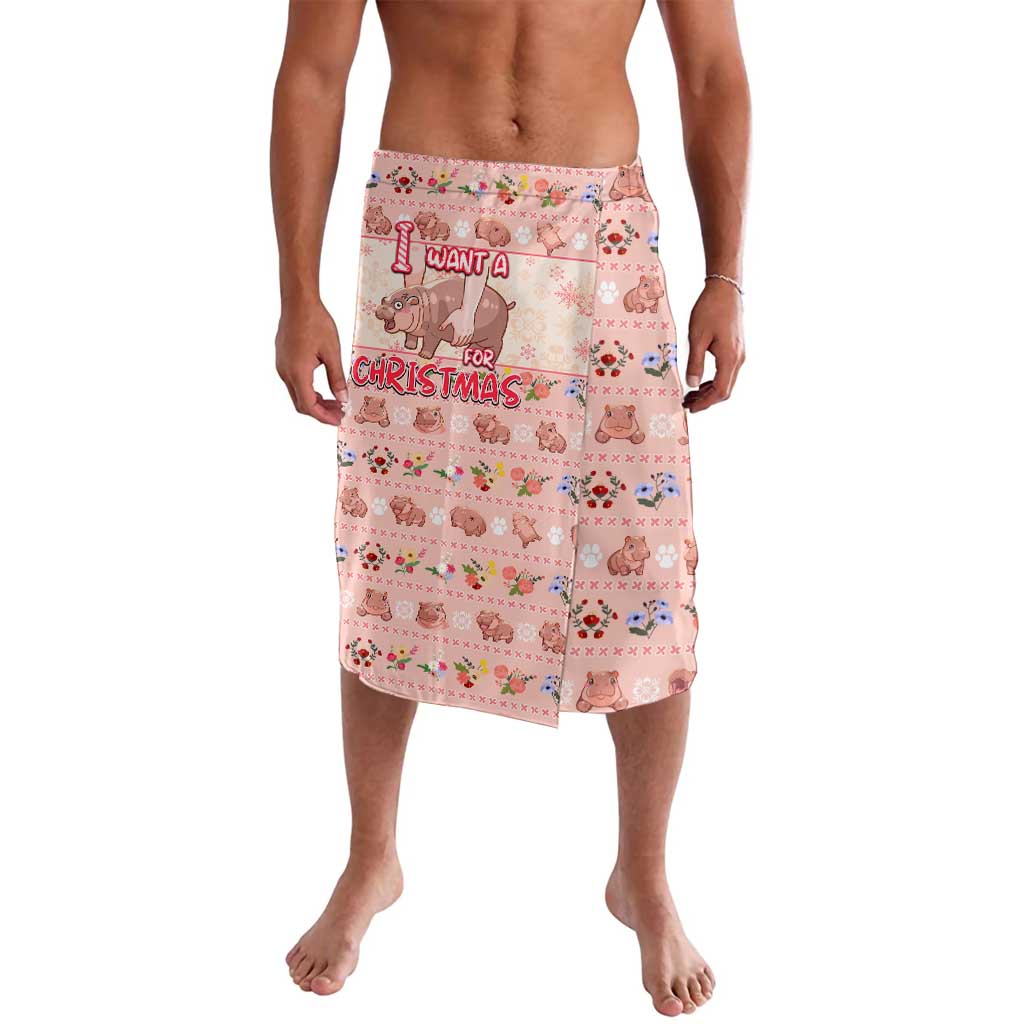 Moodeng Christmas Lavalava Cute Hippo Holiday with Pastel Floral Festive Vibes - Wonder Print Shop