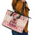 Moodeng Christmas Leather Tote Bag Cute Hippo Holiday with Pastel Floral Festive Vibes - Wonder Print Shop