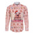 Moodeng Christmas Long Sleeve Button Shirt Cute Hippo Holiday with Pastel Floral Festive Vibes - Wonder Print Shop