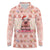 Moodeng Christmas Long Sleeve Polo Shirt Cute Hippo Holiday with Pastel Floral Festive Vibes - Wonder Print Shop