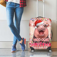 Moodeng Christmas Luggage Cover Cute Hippo Holiday with Pastel Floral Festive Vibes - Wonder Print Shop