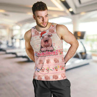 Moodeng Christmas Men Tank Top Cute Hippo Holiday with Pastel Floral Festive Vibes - Wonder Print Shop